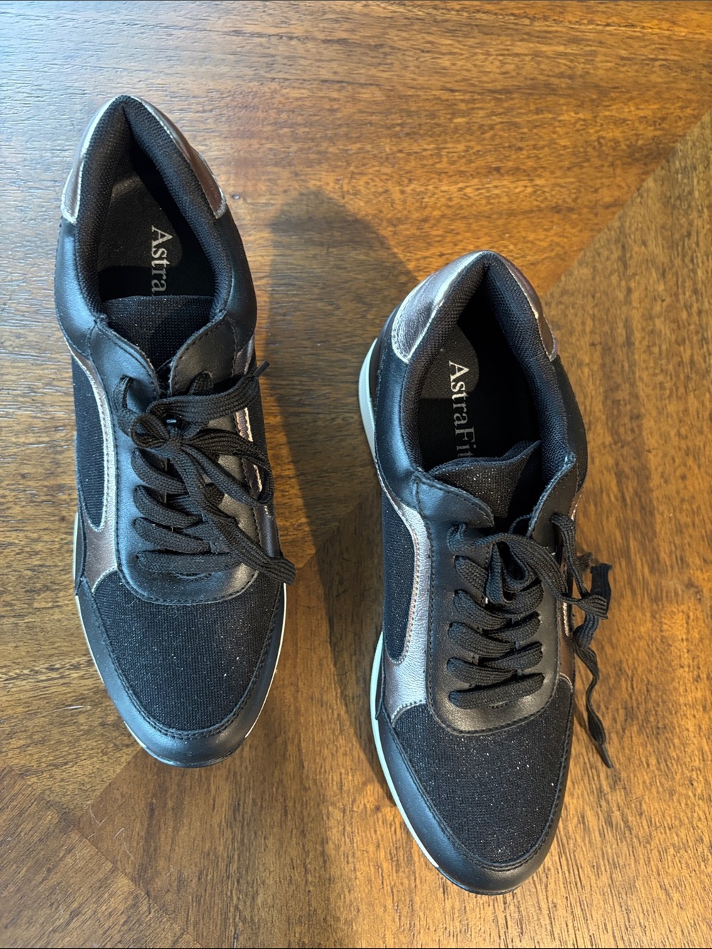Women's Black and Brown Lace-Up Sneakers